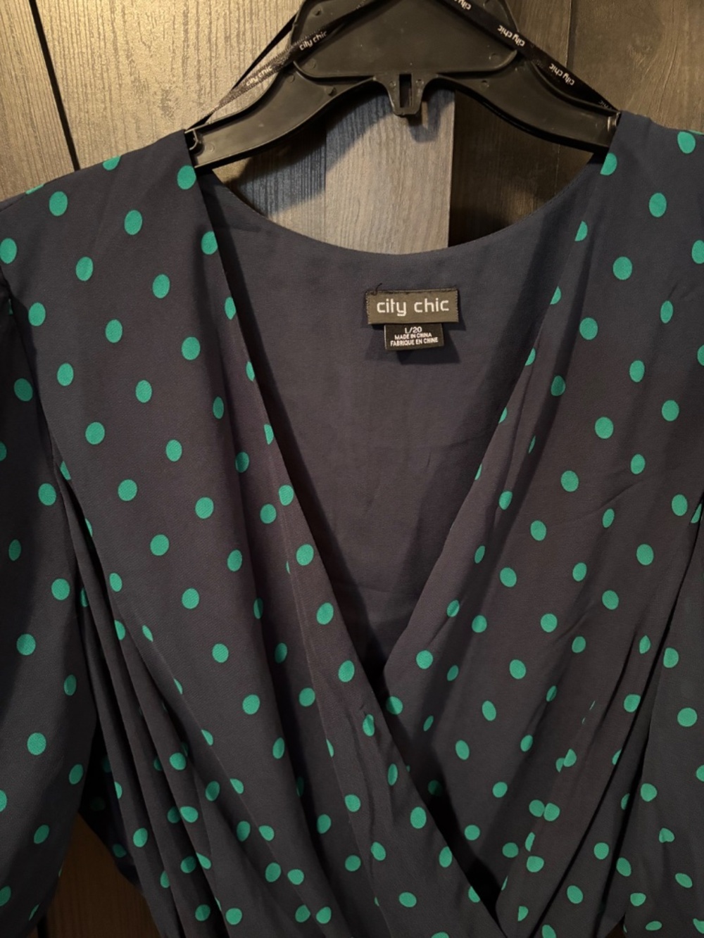 City Chic Navy and Green Dress L/20 - Picture 2 of 4
